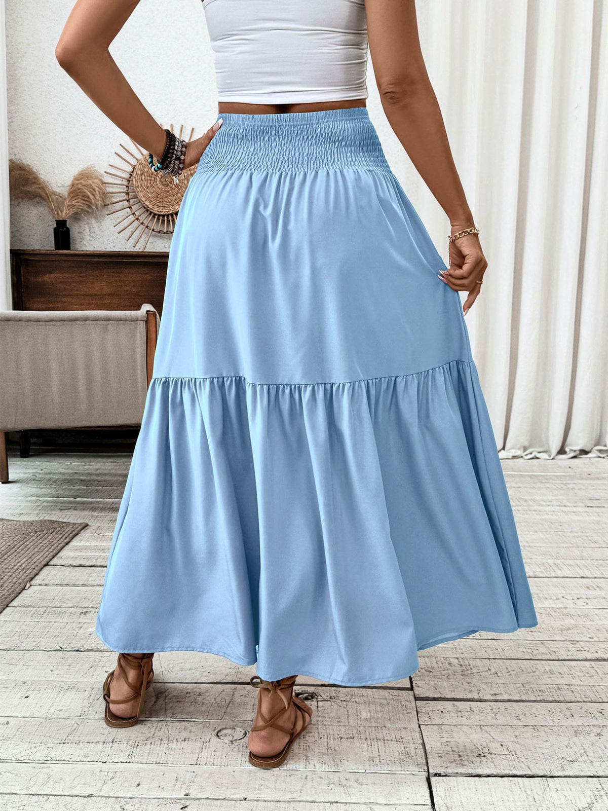 Trendsi Smocked Waist Tiered Skirt -