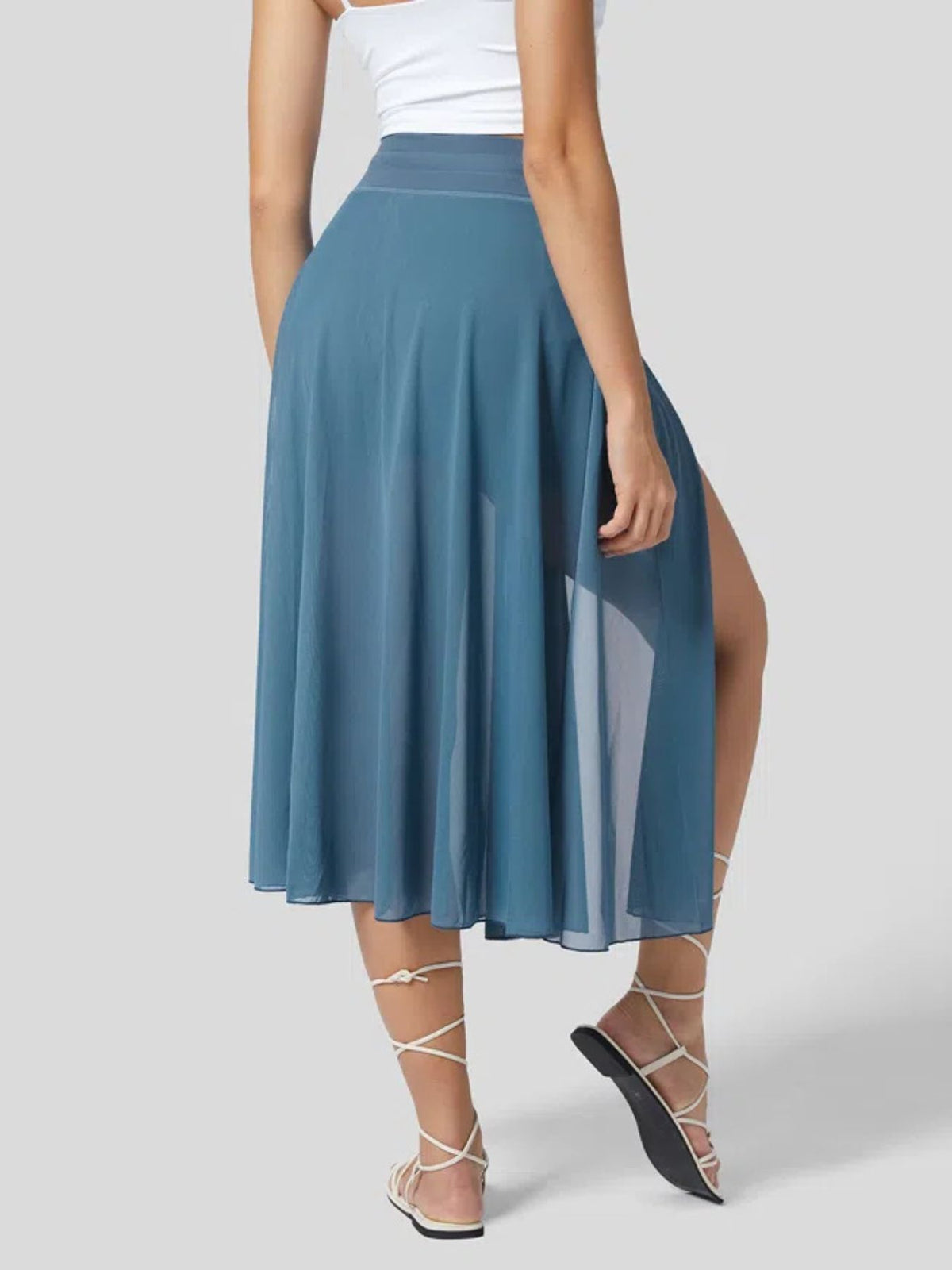 Trendsi Slit Flowy Skirt with Shorts Liner -