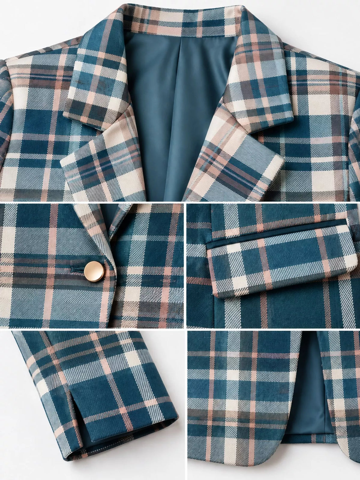 Collared long sleeve blazer, construction and design details