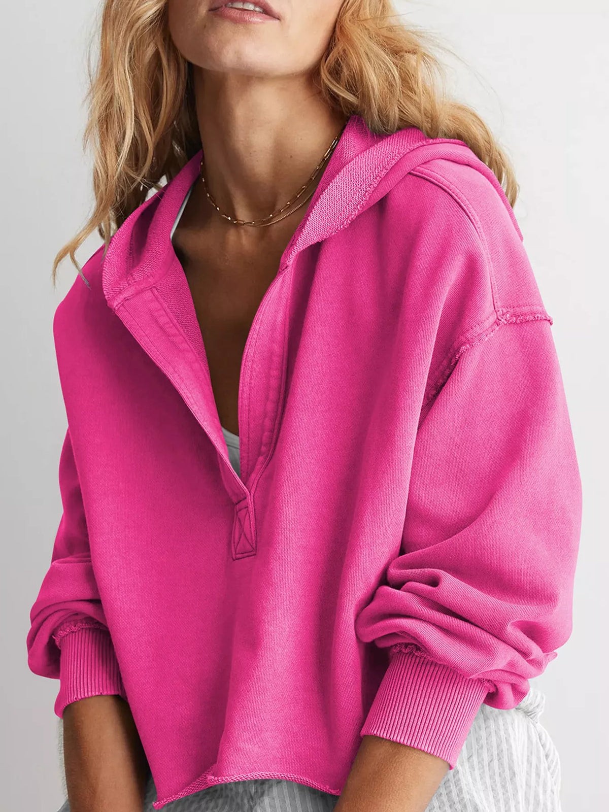 Rose Red dropped shoulder cropped hoodie
