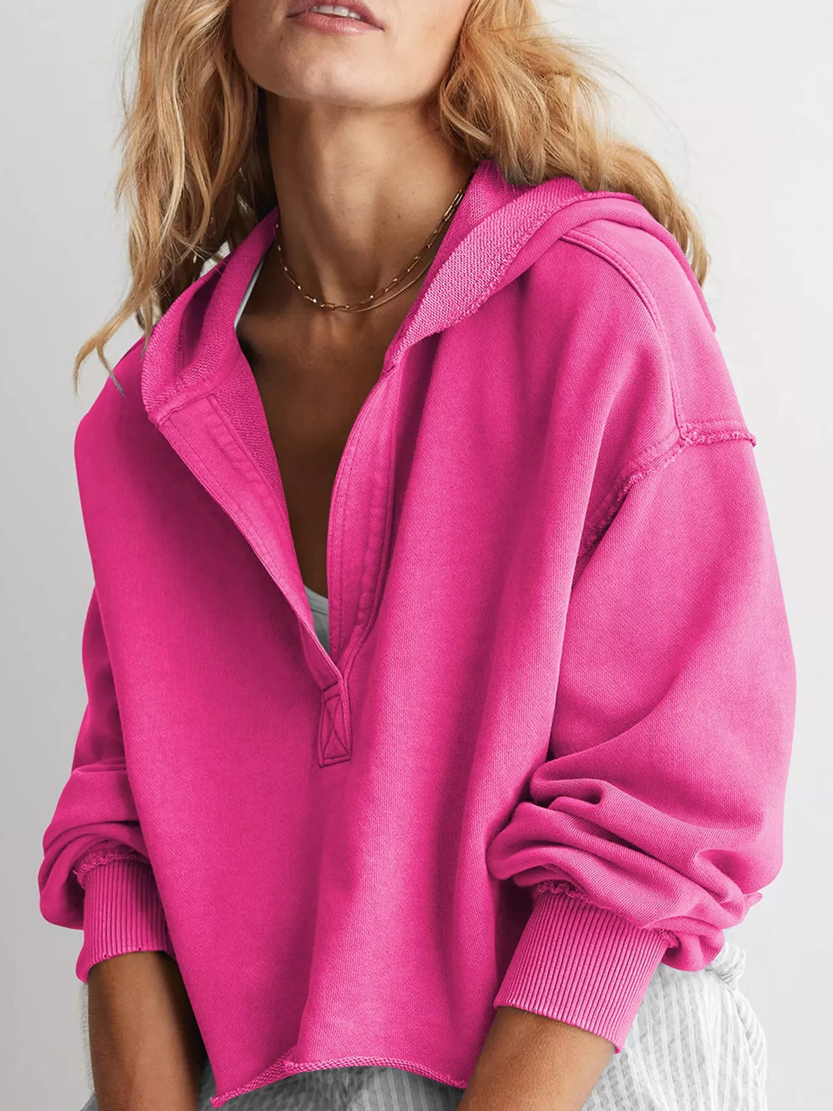 Cropped hoodie, pink front