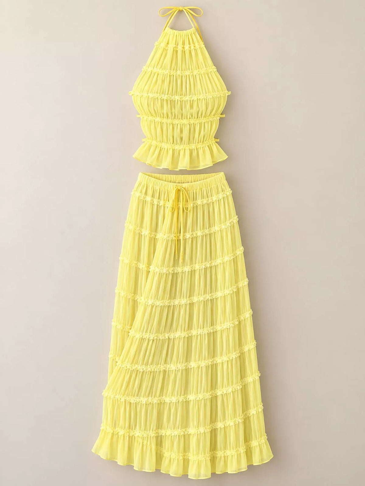 Halter top and skirt set, yellow hanging set