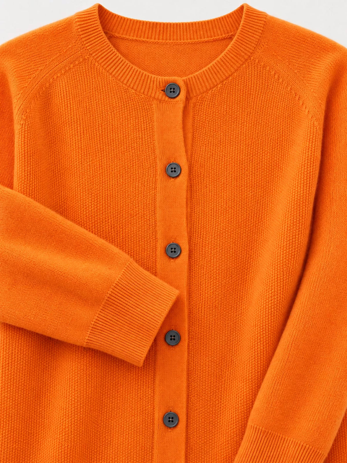 Ribbed cardigan, orange button detail