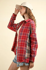 Trendsi VERY J Contrast Plaid Raw Detail Shirt -