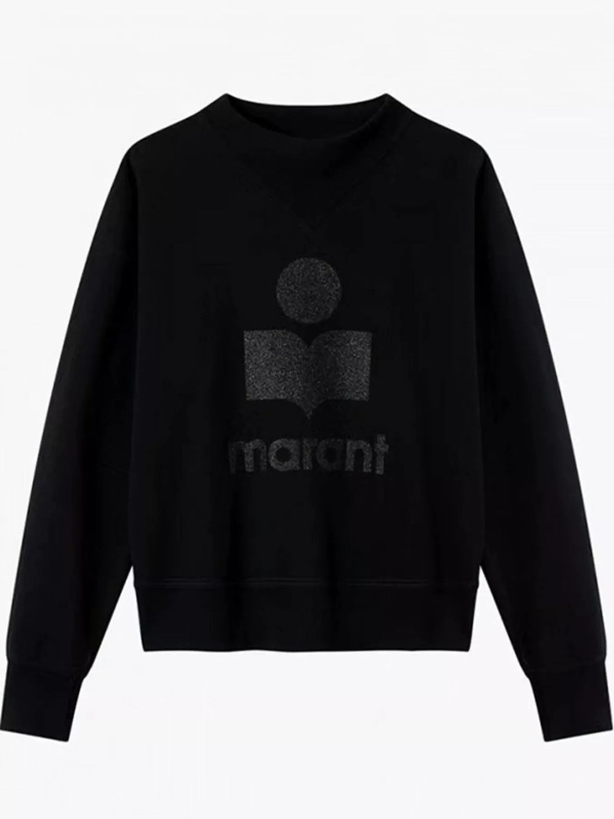 Black v-neck dropped shoulder graphic sweatshirt
