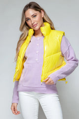 Trendsi Snobbish Zip Up Turtleneck Shiny Quilted Vest -