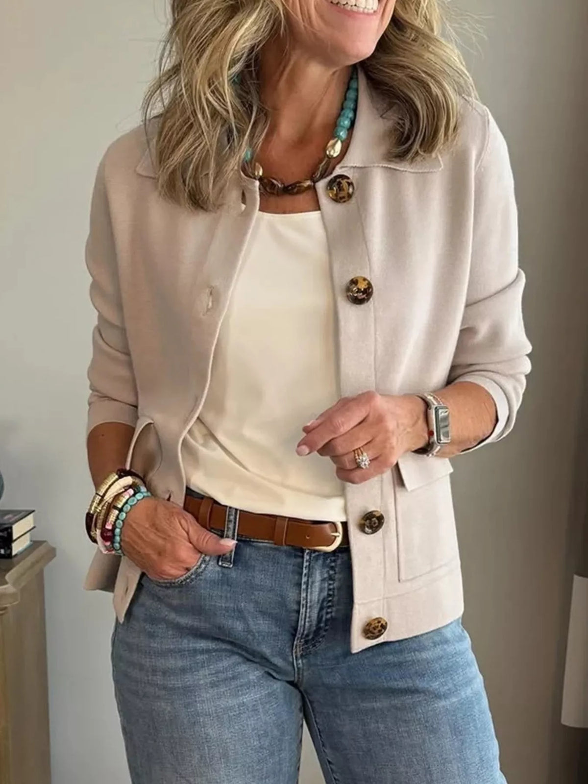 Trendsi Full Size Long Sleeve Button-Down Outerwear Plus Size -