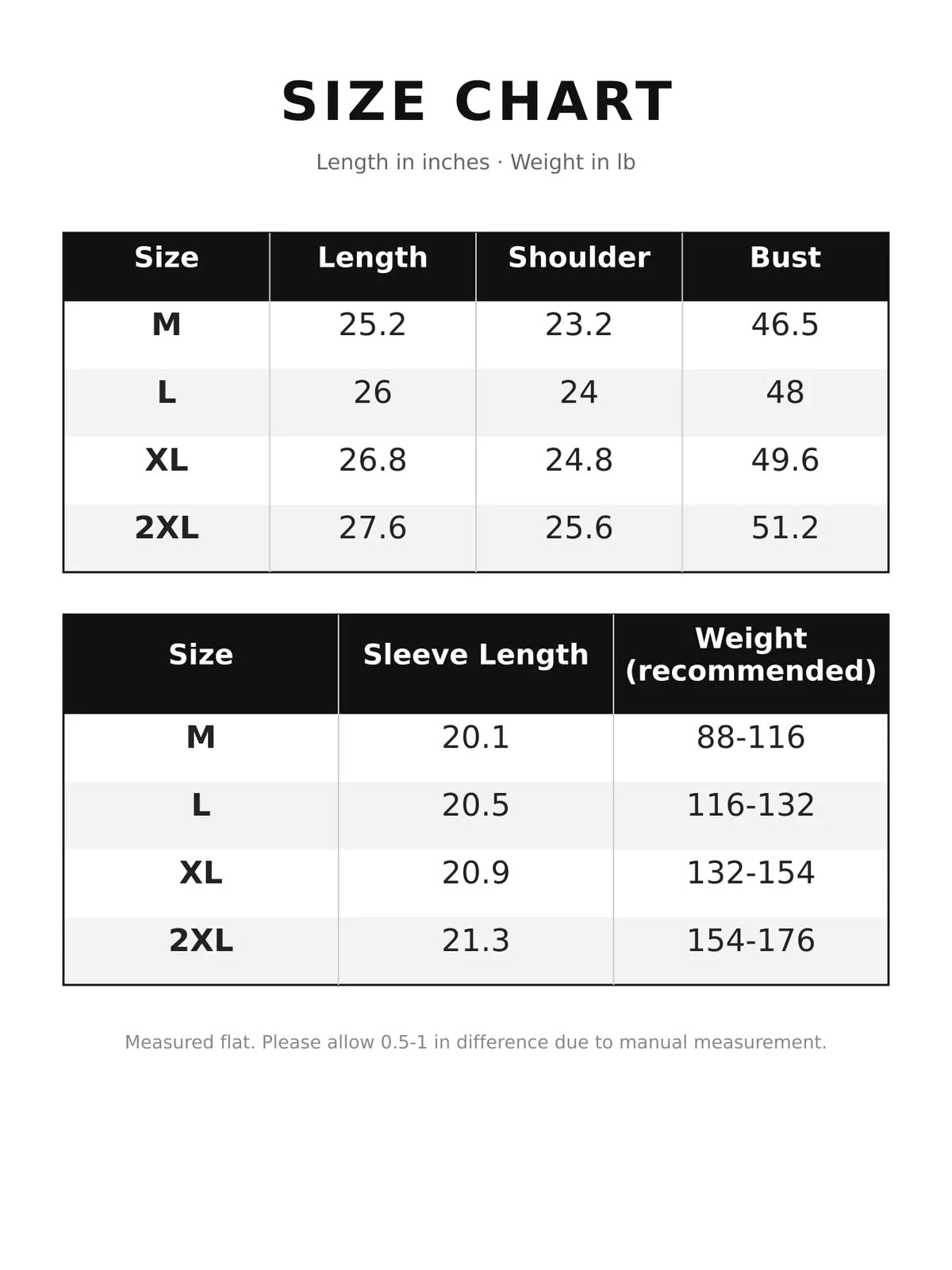 Letter-print sweatshirt, size chart