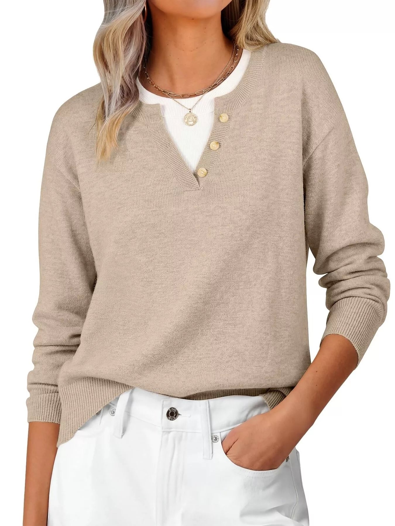 Trendsi Long Sleeve Dropped Shoulder Sweater -