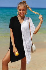 Trendsi Angel Wings Openwork Contrast Slit Knit Cover Up -