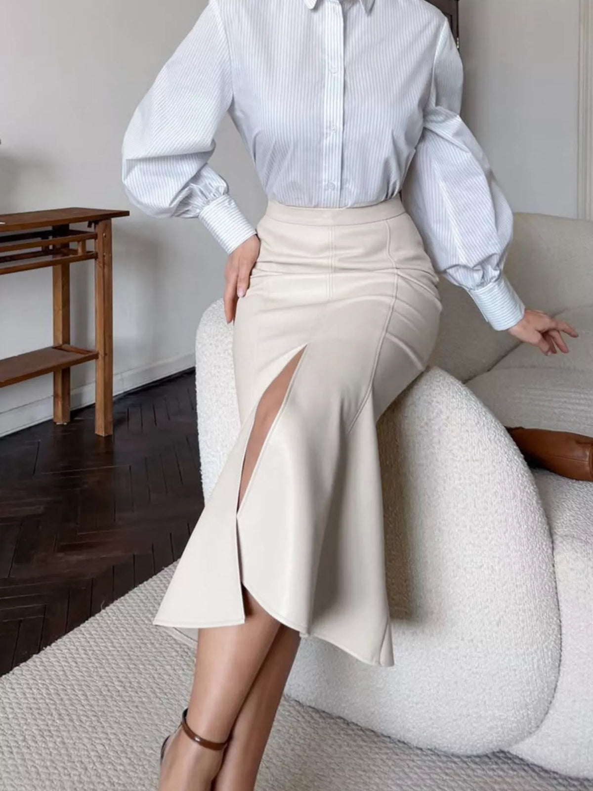 Trendsi Slit Mermaid Midi Skirt -