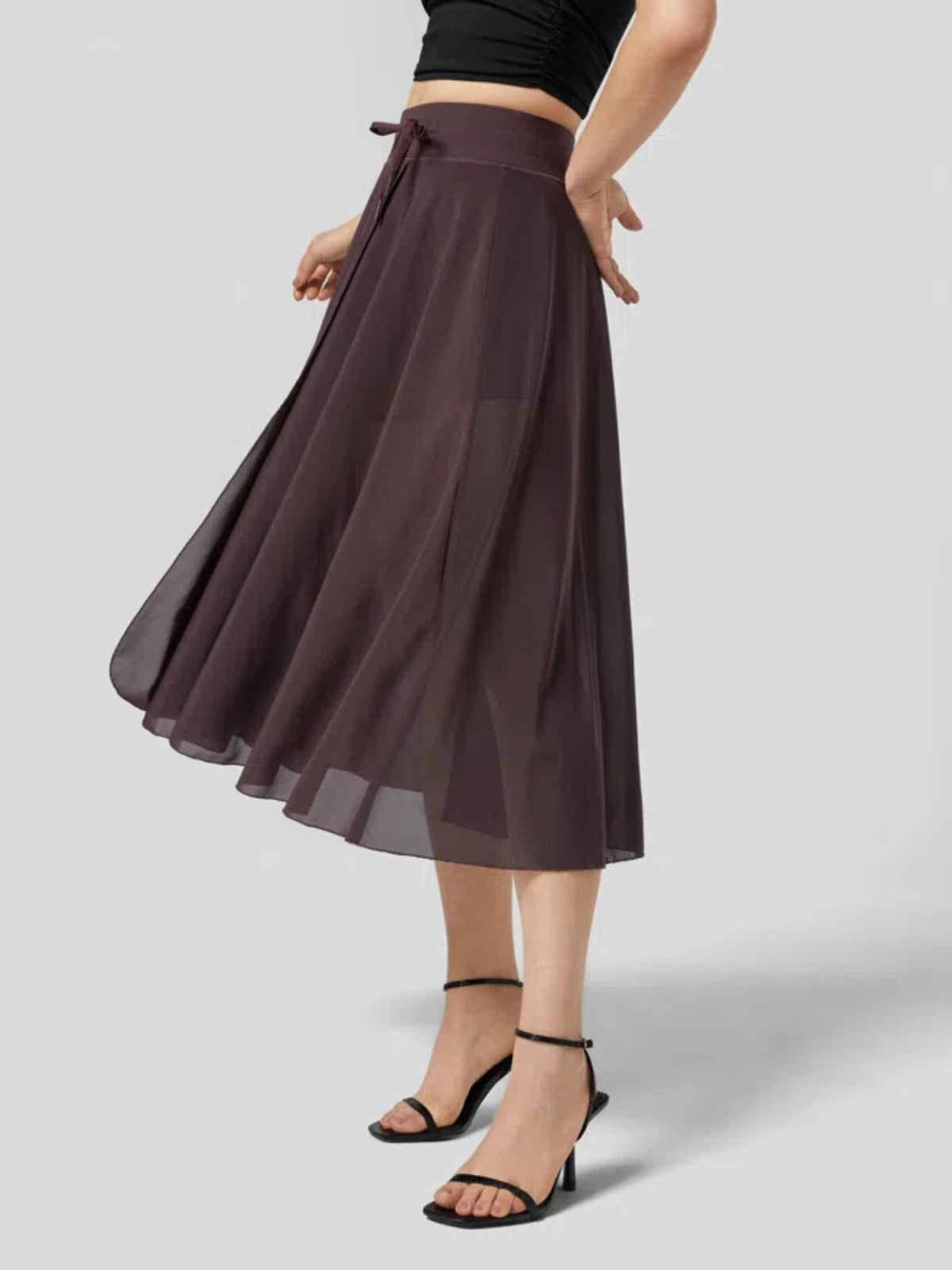 Trendsi Slit Flowy Skirt with Shorts Liner -