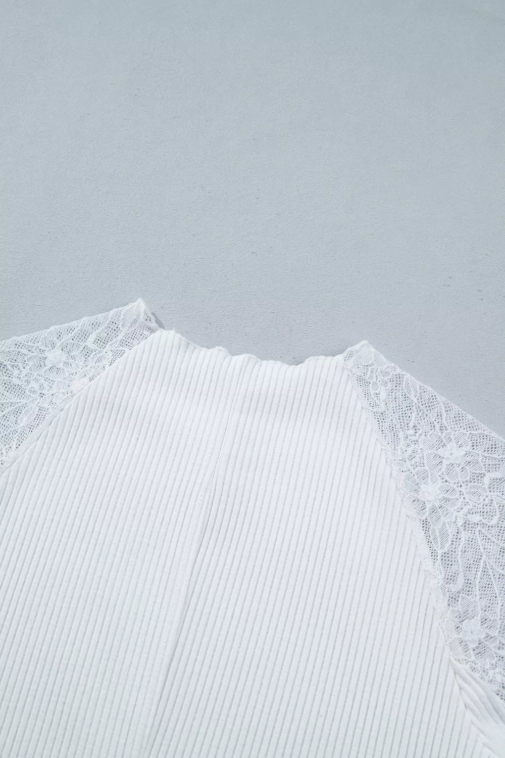 Sheer Lace Long Sleeve Ribbed Slim Top — construction details