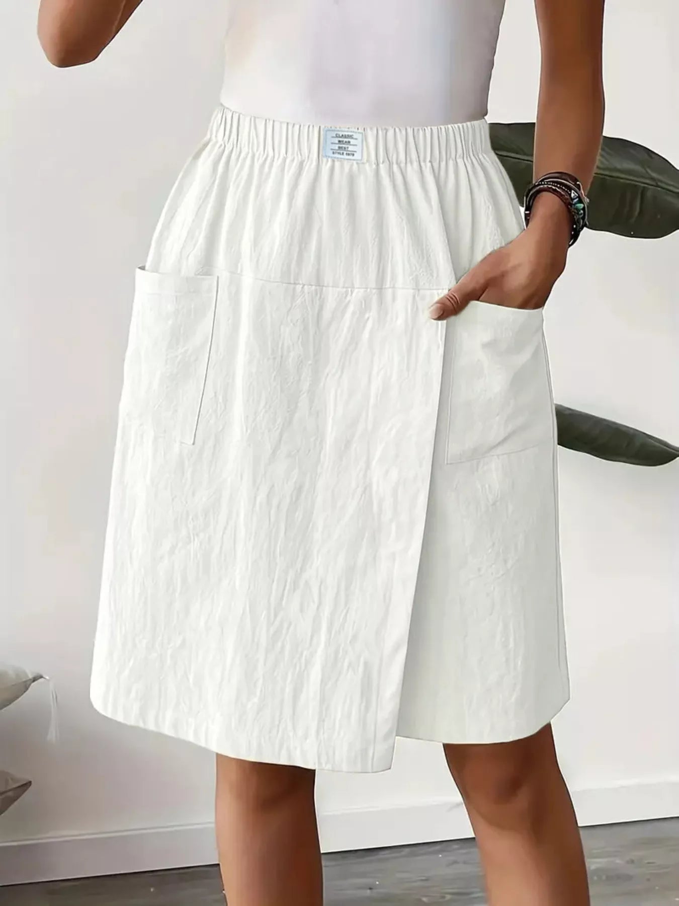 Trendsi Elastic Waist Wrap Skort -