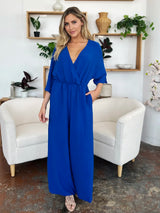 Trendsi Double Take Full Size Surplice Wide Leg Jumpsuit with Pockets -
