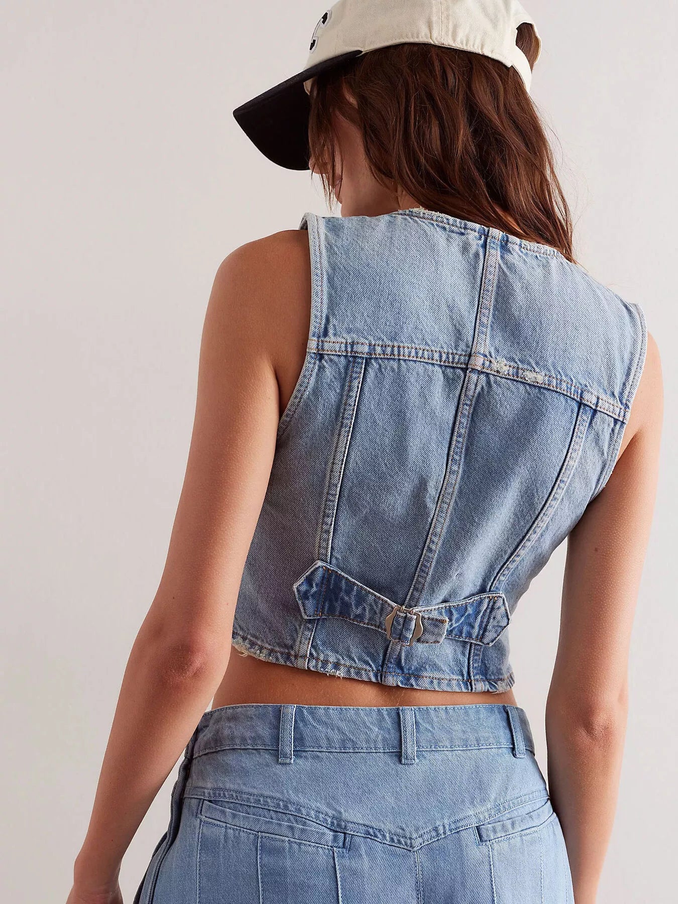 Trendsi Acid Wash Button Up Denim Vest -