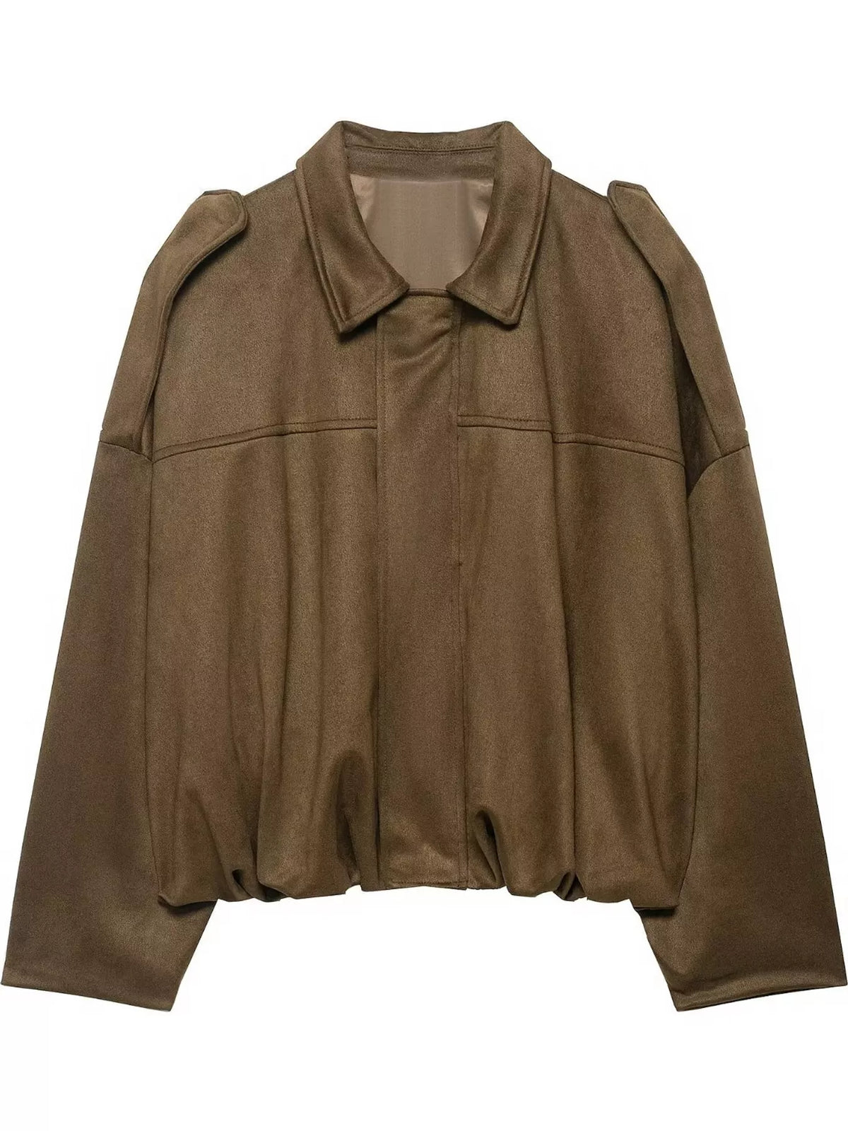Cropped zip jacket, taupe flat front