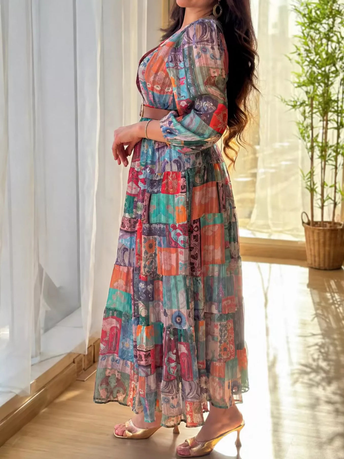 Printed maxi dress, dress side
