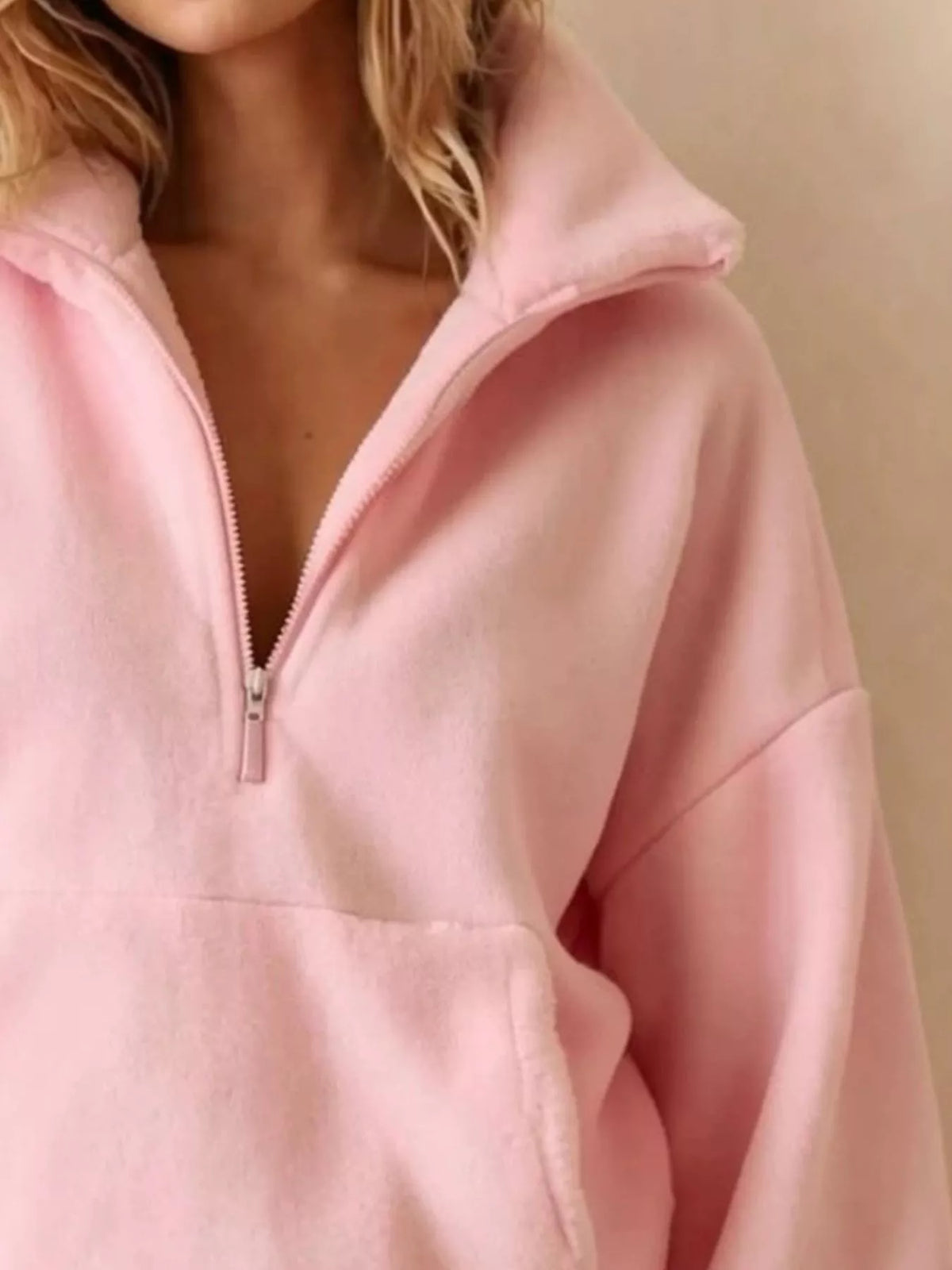 Half-Zip Fleece Sweatshirt — construction details