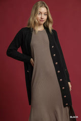 Trendsi Umgee Button-Down Longline Sweater Cardigan with Front Pockets -