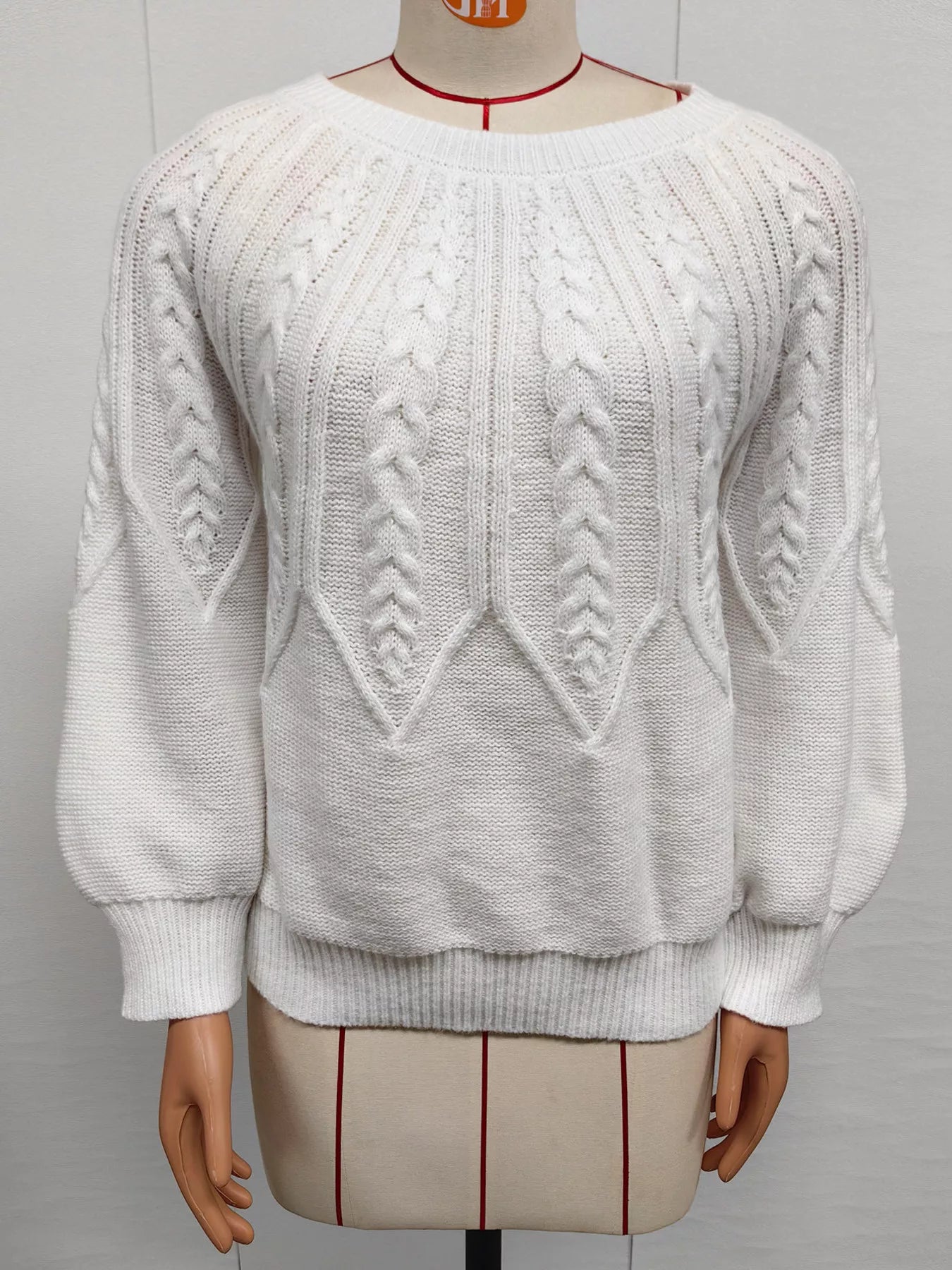 Trendsi Cable-Knit Round Neck Sweater -