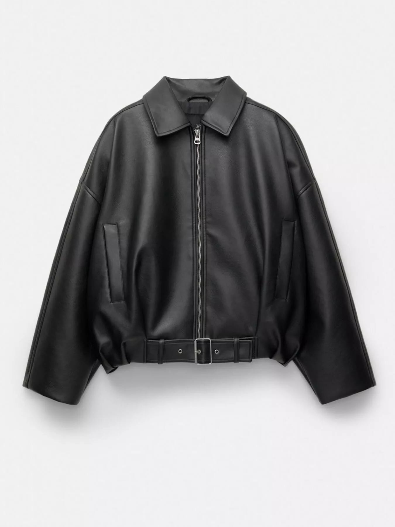 Trendsi Faux Leather Zip Up Jacket -