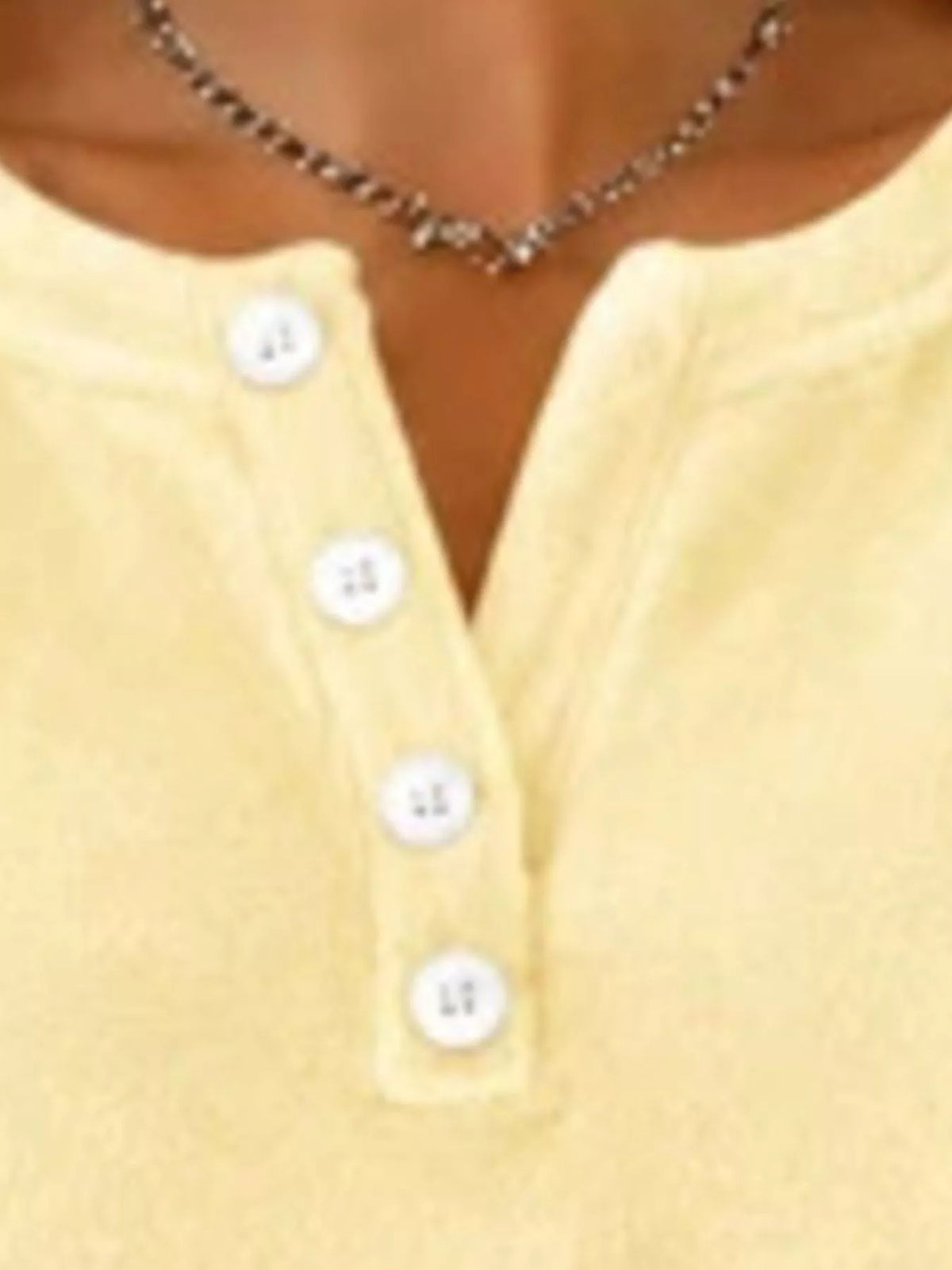 Yellow button-detail dropped shoulder sweatshirt, button placket detail