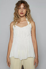Trendsi POL Backless Halter Sleeveless Top with Smocking Shirring Detail -