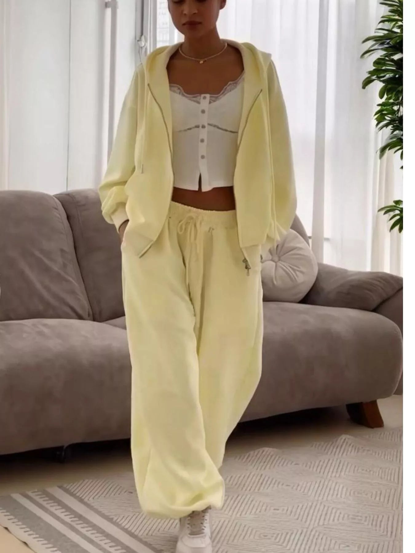 Trendsi Oversized Zip-Up Hoodie and Joggers Set -