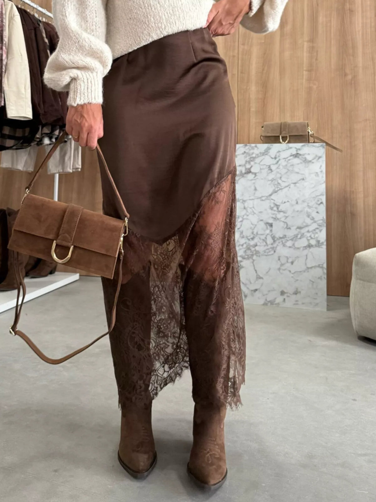 Trendsi Lace Trim Skirt -