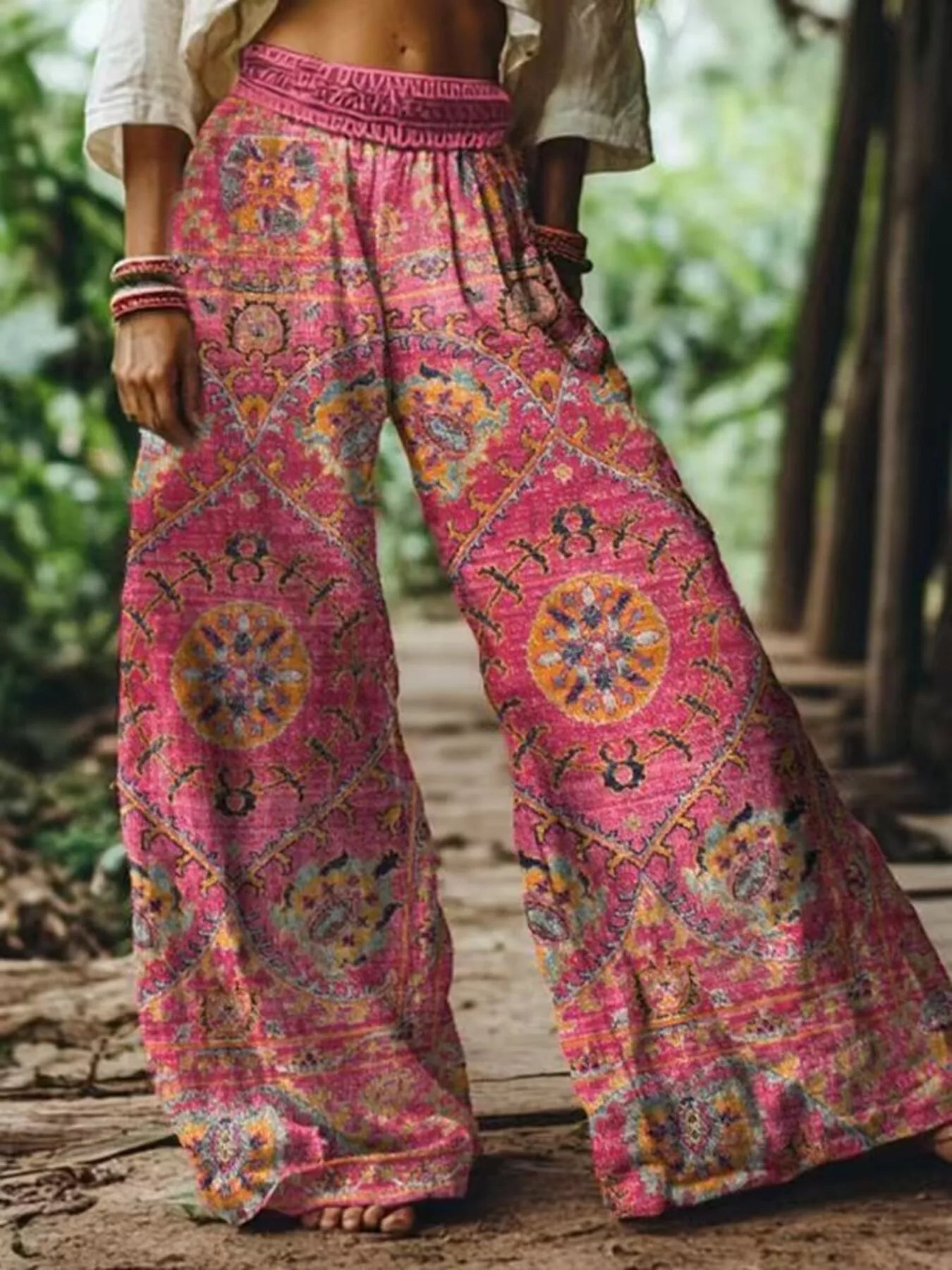 Trendsi Full Size Floral Wide-Leg Pants Plus Size -