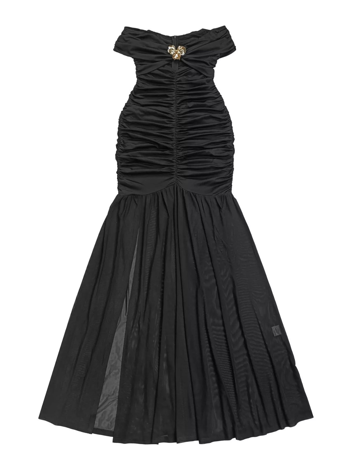 Trendsi Off-Shoulder Ruched Mermaid Maxi Dress -