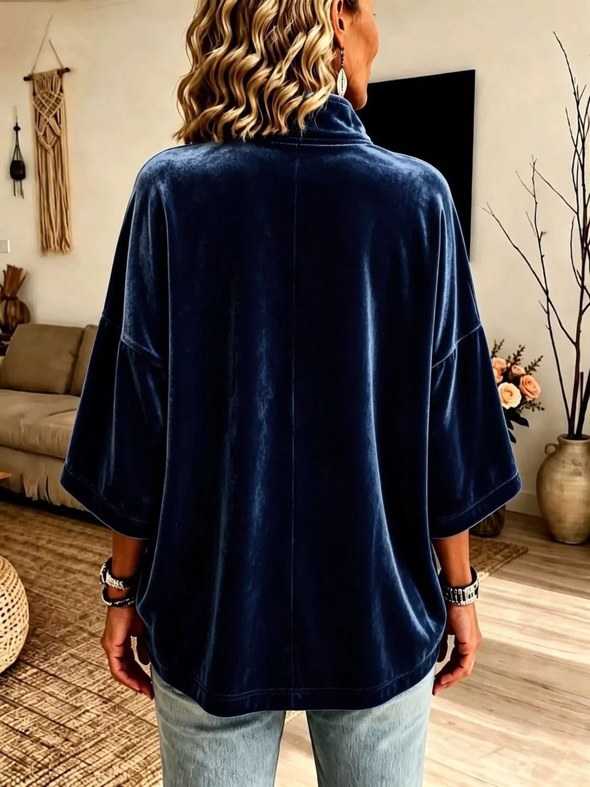 Trendsi Full Size Velvet Quarter-Zip Sweatshirt Plus Size -