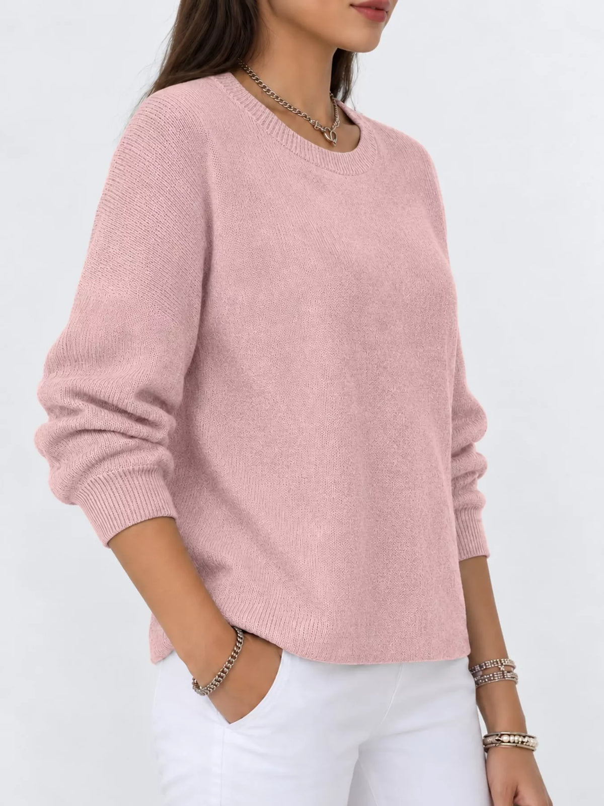 Pink crew neck sweater