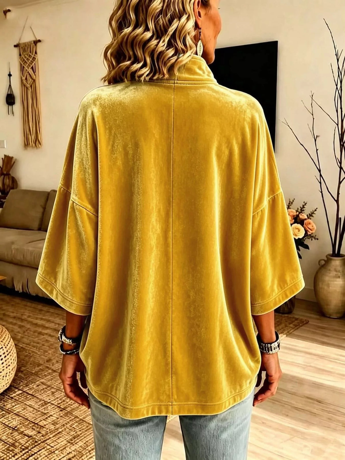 Trendsi Full Size Velvet Quarter-Zip Sweatshirt Plus Size -