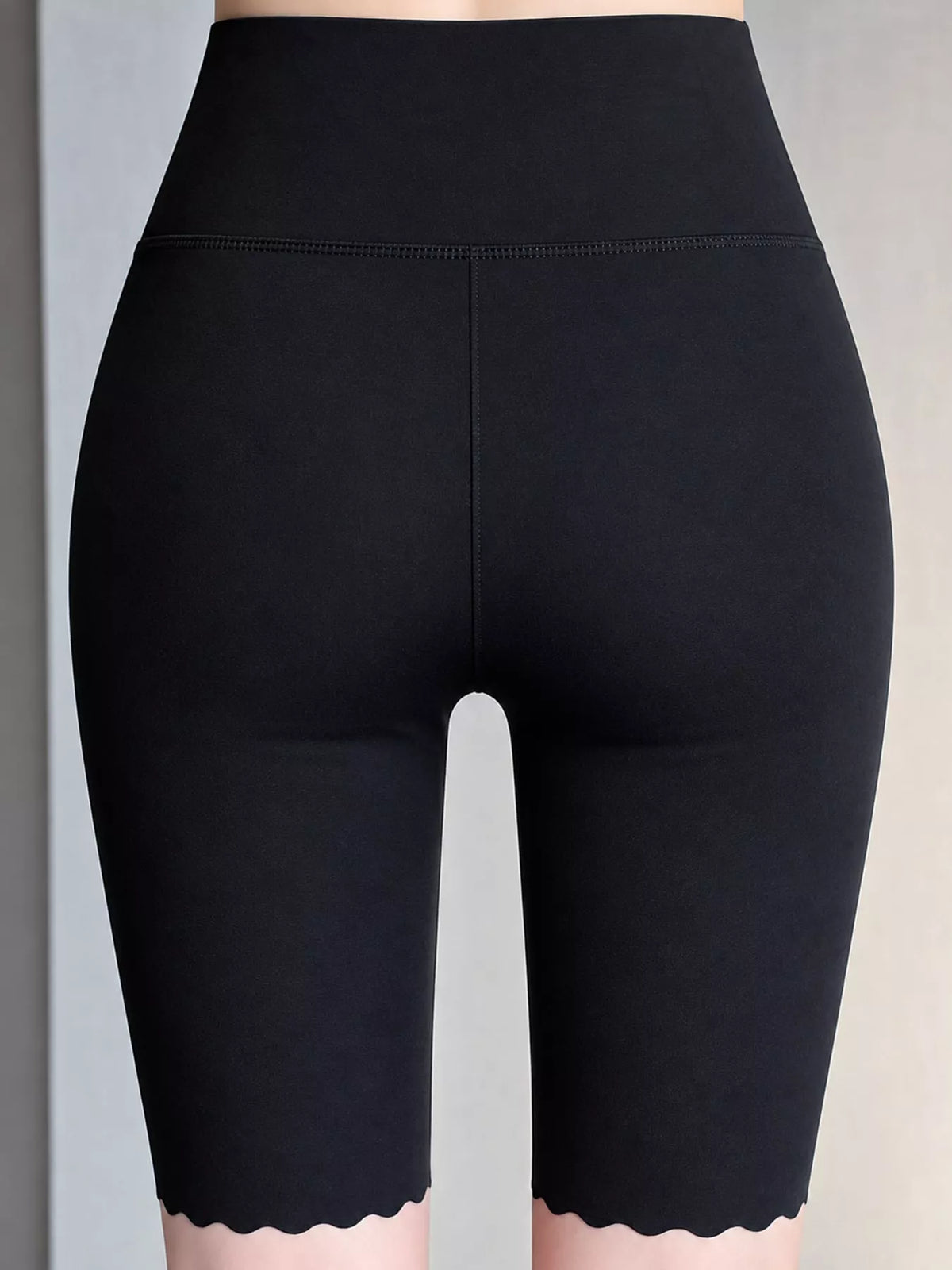 Women's High-Waisted Long-Leg Underwear Shorts in black — back view