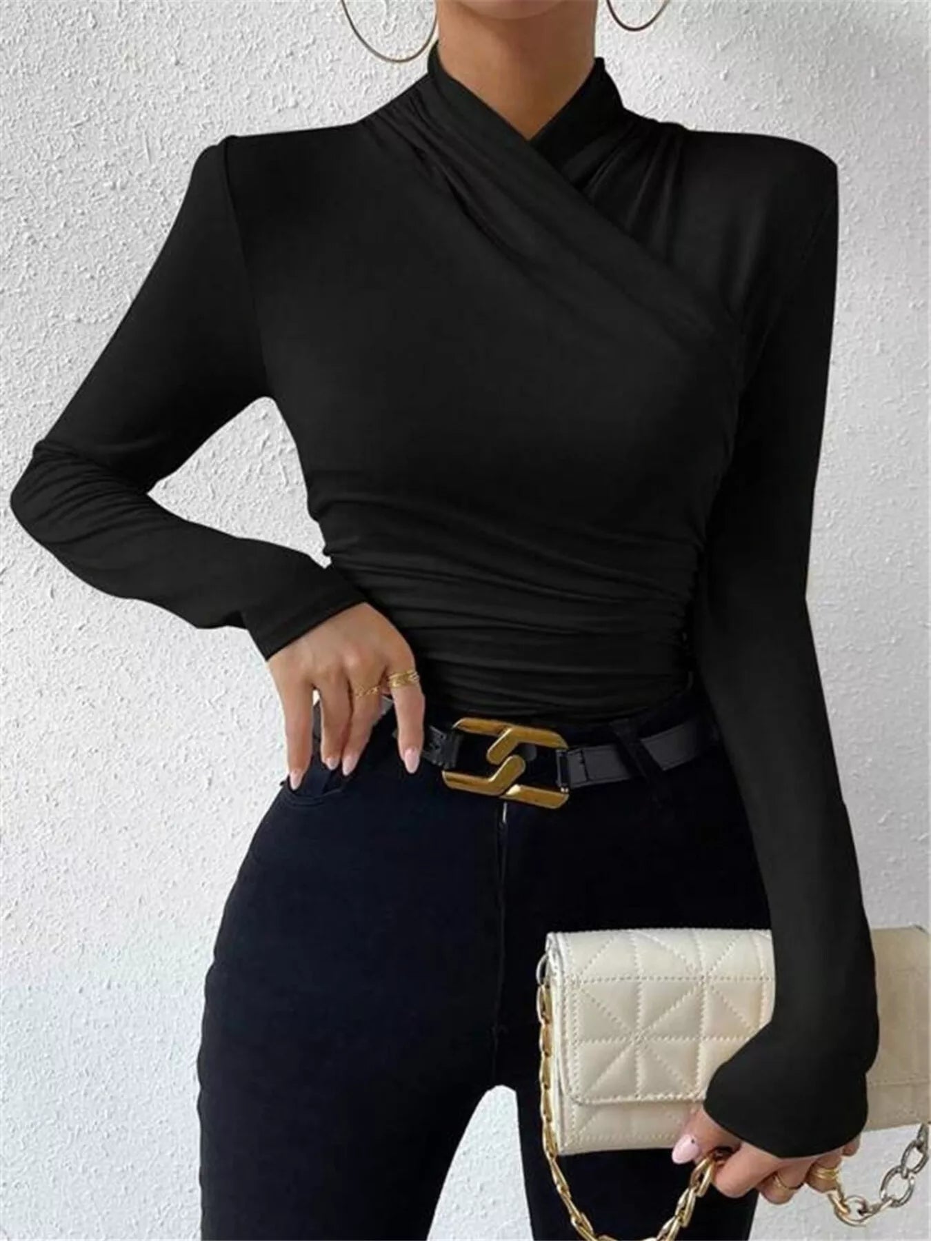 Trendsi Ruched Long Sleeve Slim Fit Top -