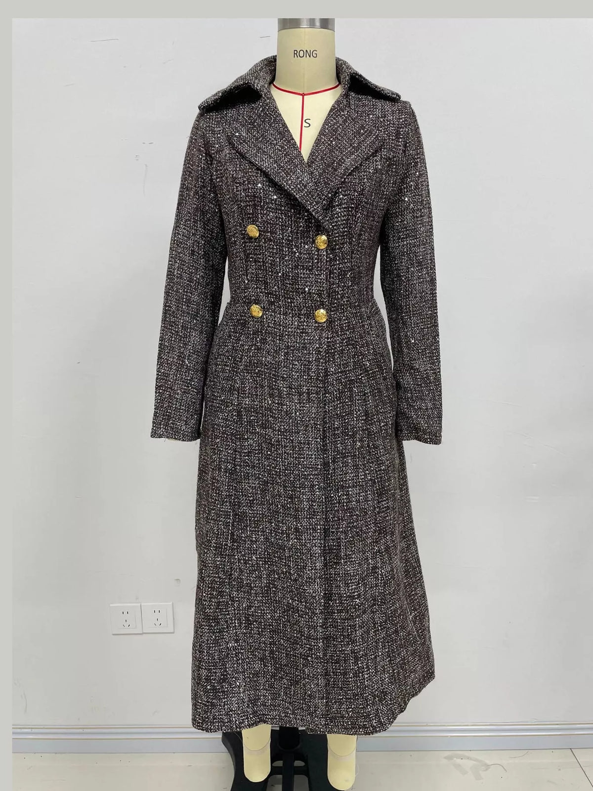 Heather Gray tweed long sleeve longline coat