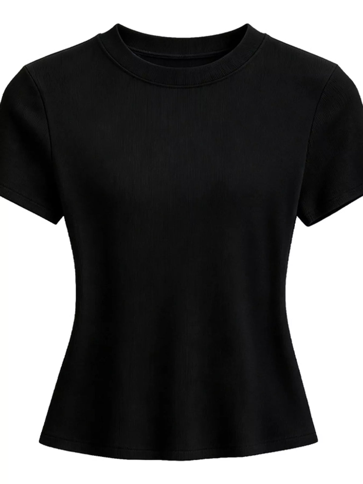 Black slim-fit crew neck T-shirt, front product view