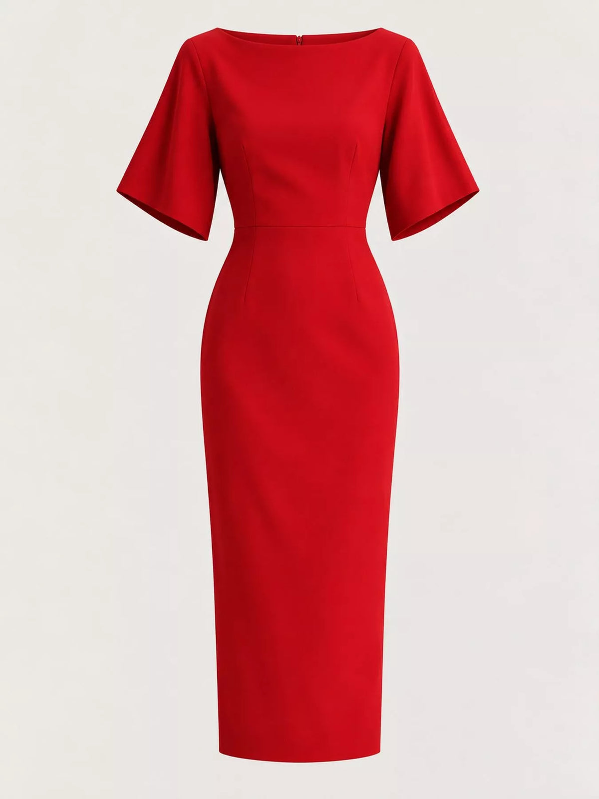Boat neck short sleeve midi dress, product view