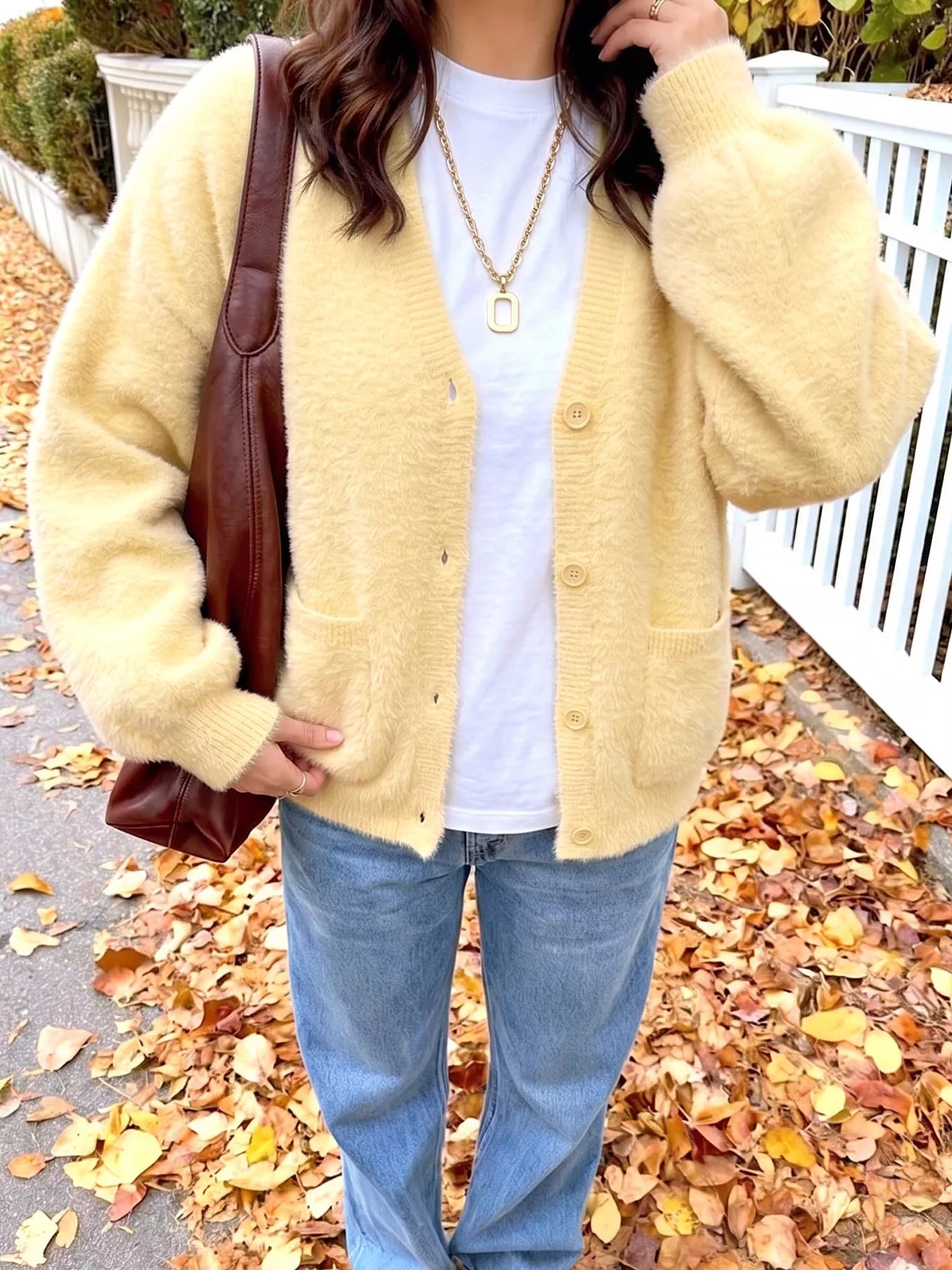 Trendsi Button Up V-Neck Cardigan -