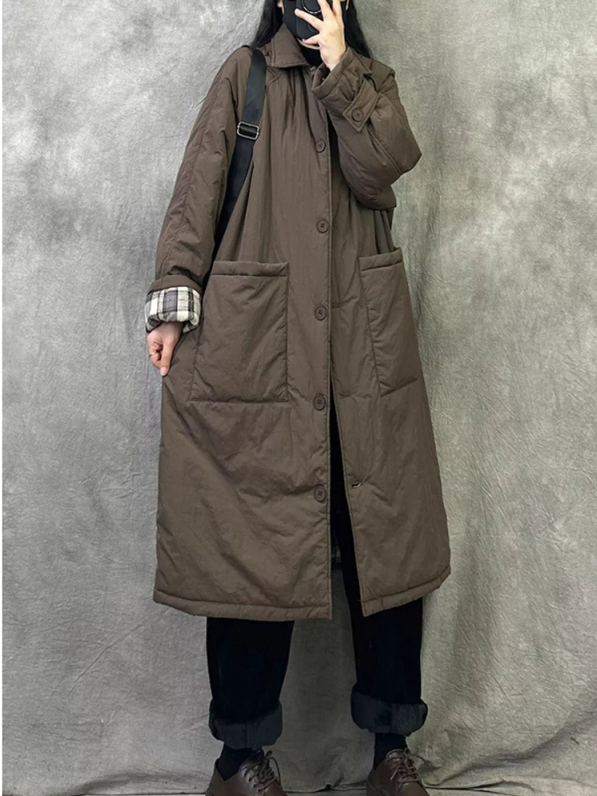 Coffee long-sleeve coat