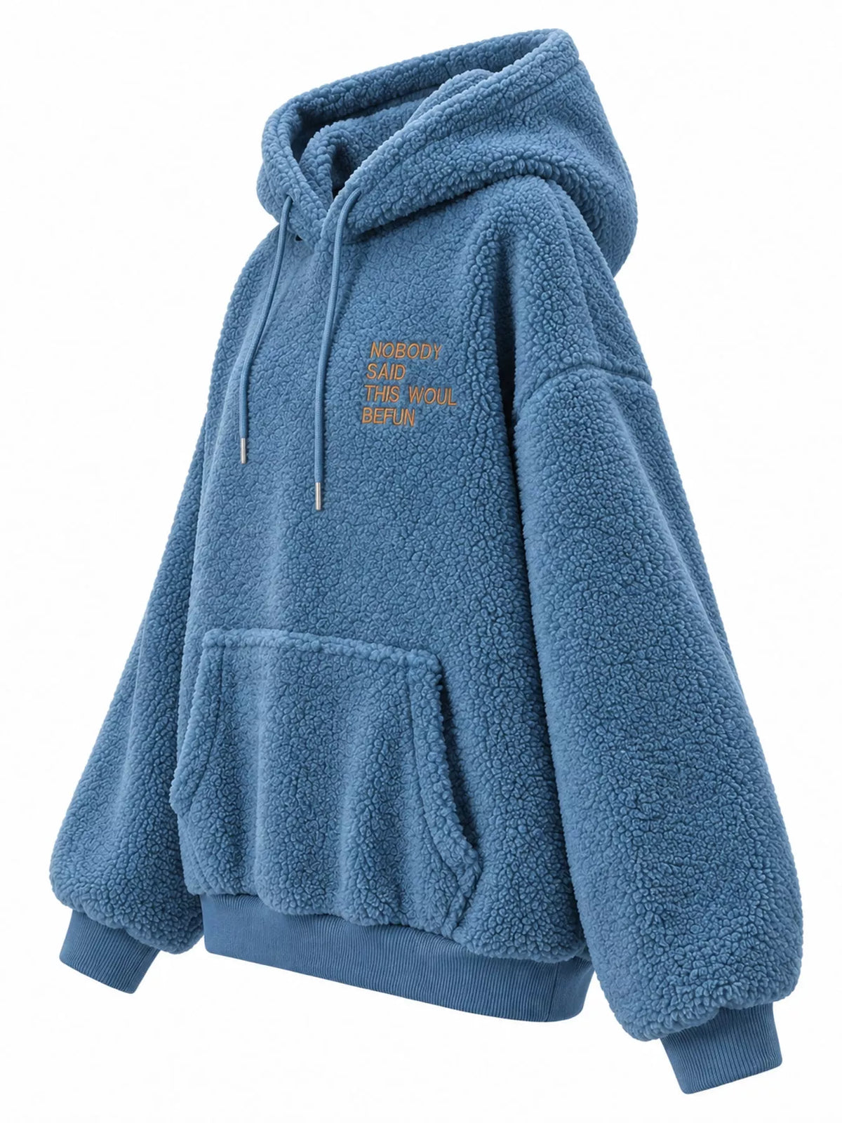 Oversized Drawstring Sherpa Hoodie — side view