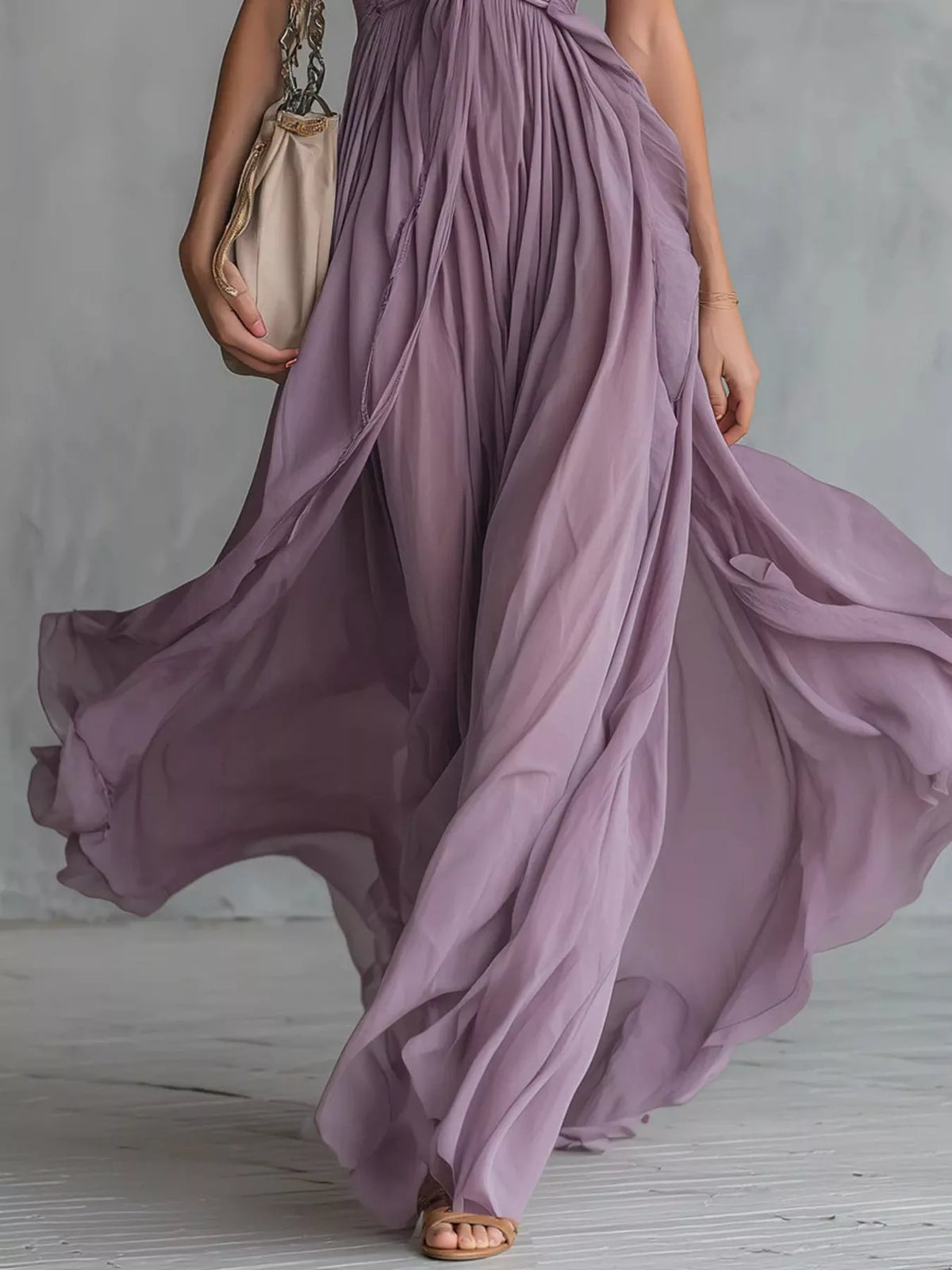 Trendsi Crisscross Back Ruched Maxi Dress -