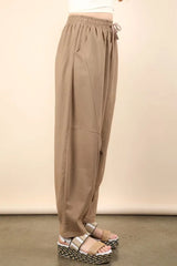 Trendsi VERY J Solid Barrel Comfy Woven Pants -