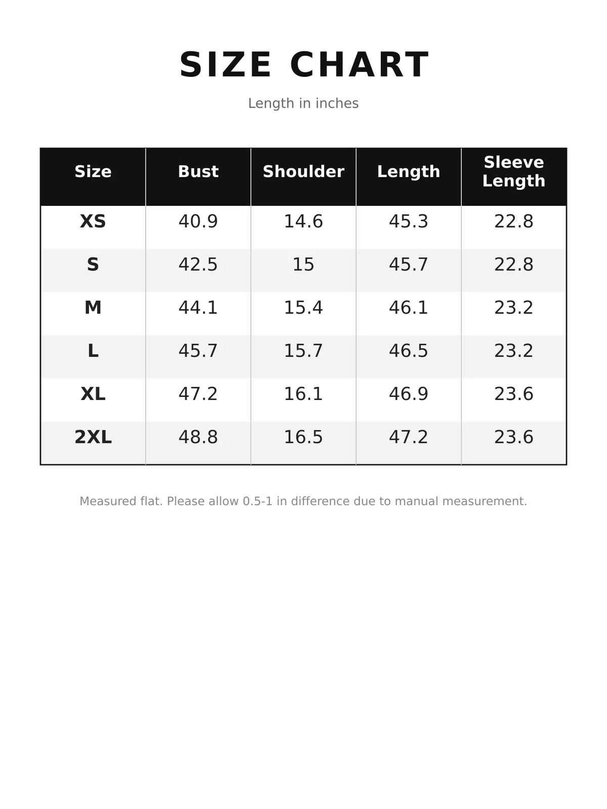 Size chart for cow print faux fur longline coat