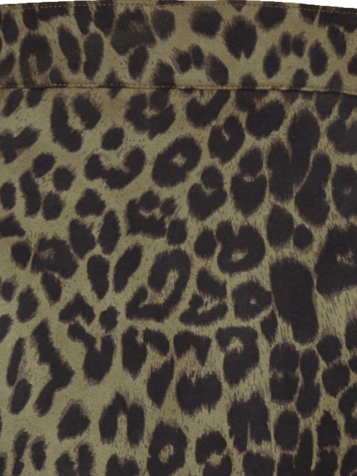 Zip-up mini skirt, olive leopard-print waist detail