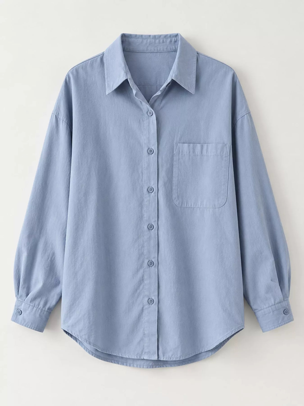 Blue oversized button-down long sleeve shirt
