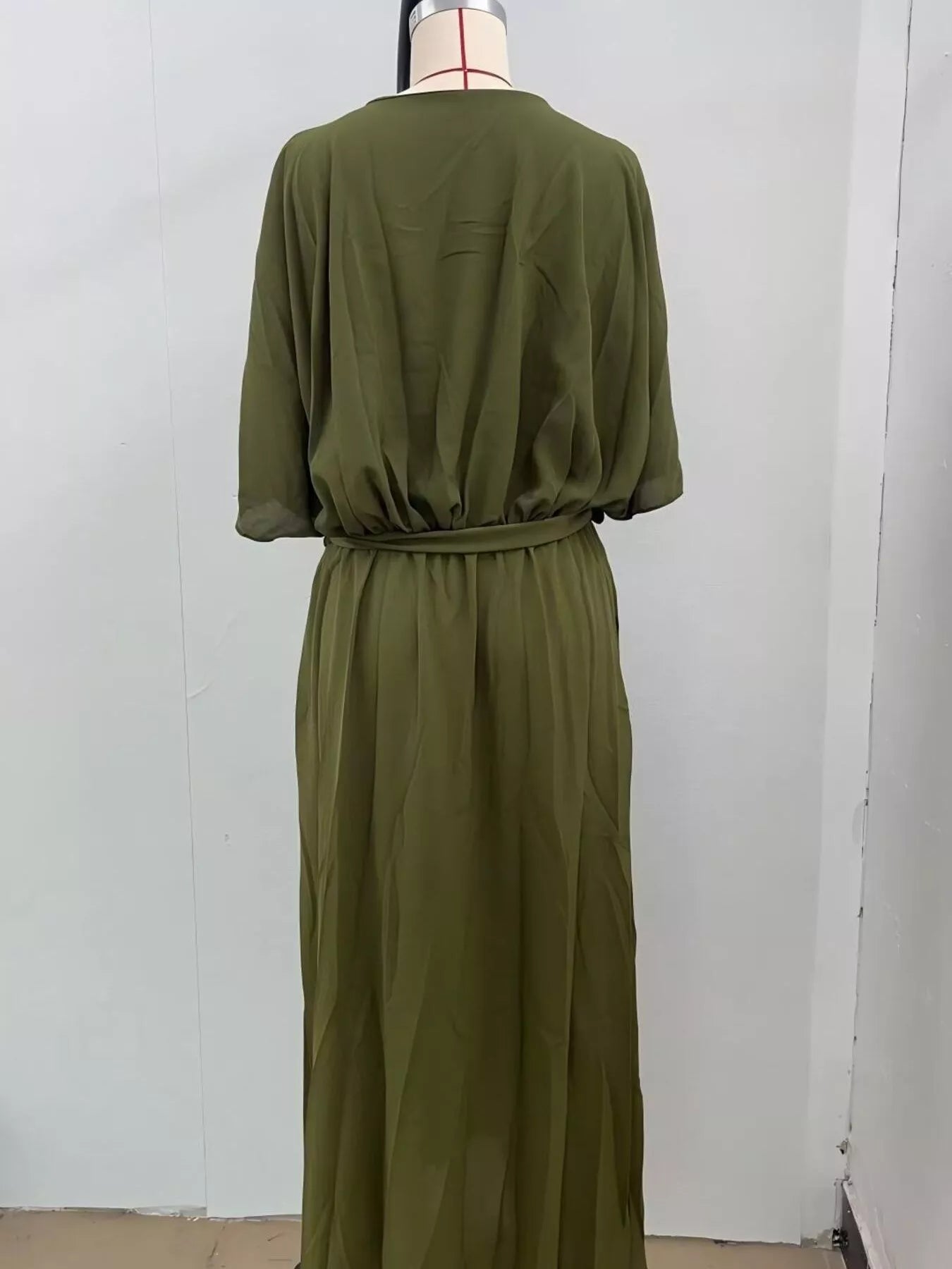 Trendsi Full Size Chiffon Wrap Dress with Flutter Sleeves Plus Size -