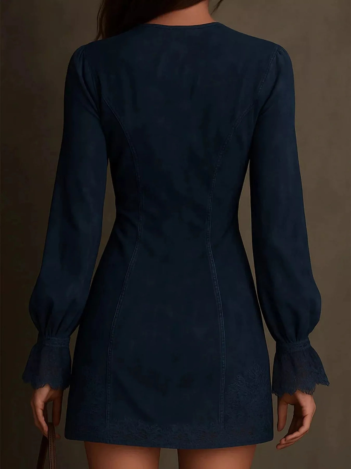 Trendsi Full Size Zip-Front Long Sleeve Mini Dress Plus Size -
